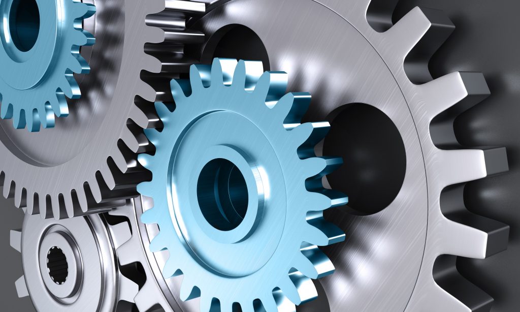 Gear wheel mechanics closeup