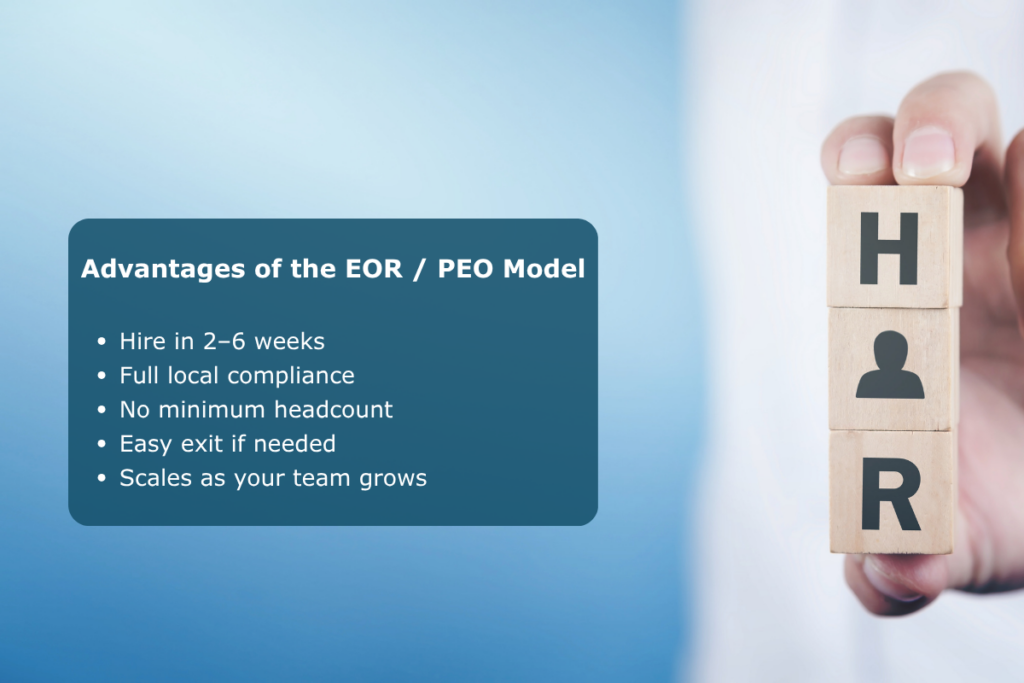 EOR and PEO solutions help companies hire internationally faster, stay compliant, and scale teams without setting up a local entity. 